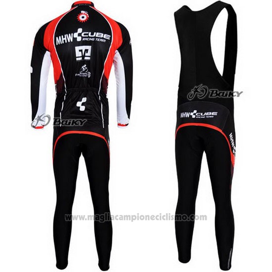 2012 Abbigliamento Ciclismo Cube Nero e Rosso Manica Lunga e Salopette